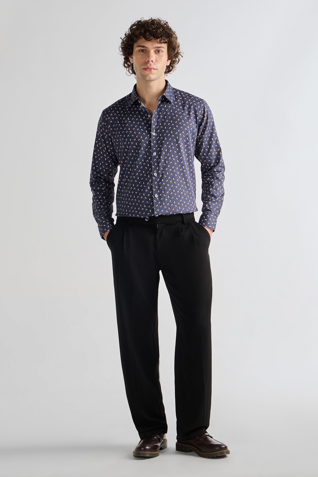 Navy Bloom Print Shirt