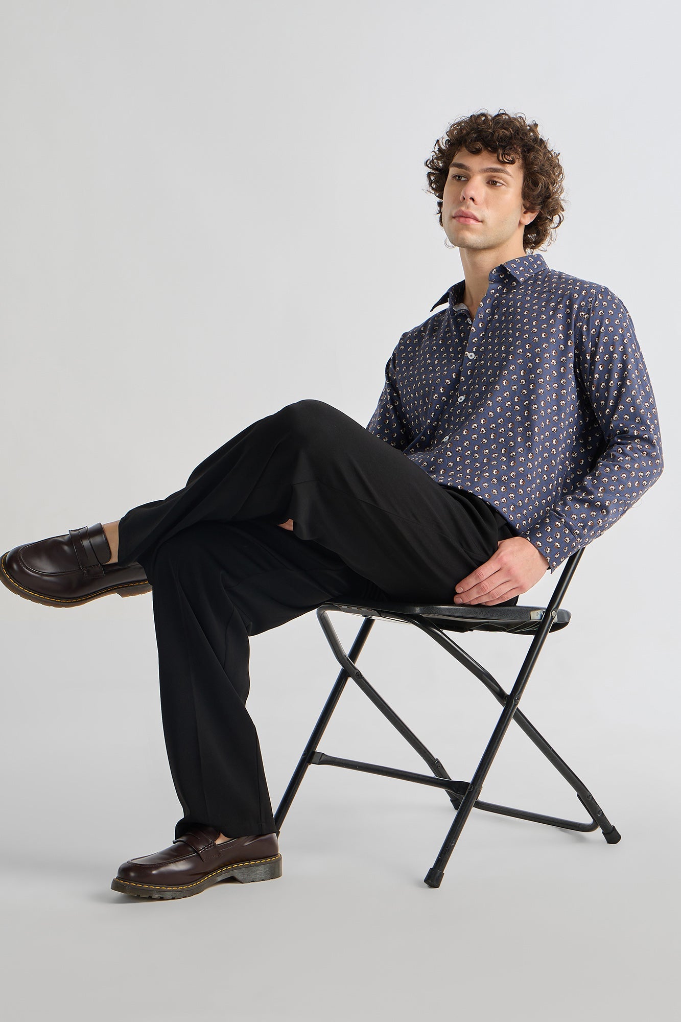 Navy Bloom Print Shirt