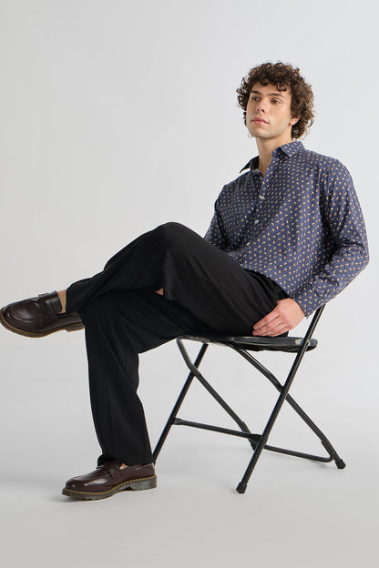 Navy Bloom Print Shirt