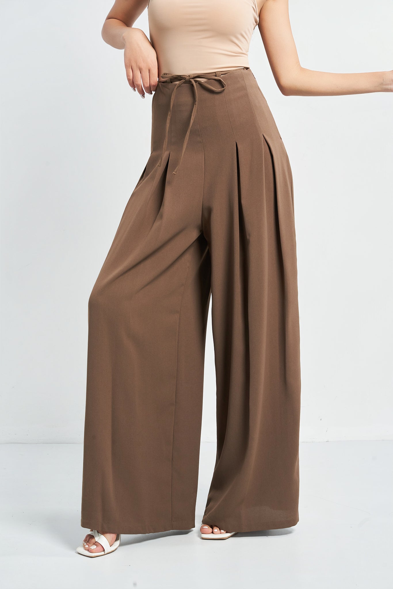 Cinched Drawstring Wide Leg Pants - Coco