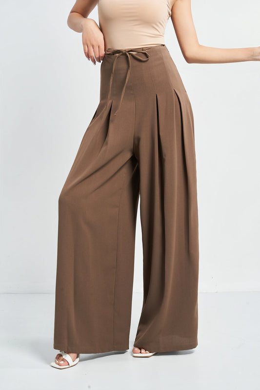 Cinched Drawstring Wide Leg Pants - Coco