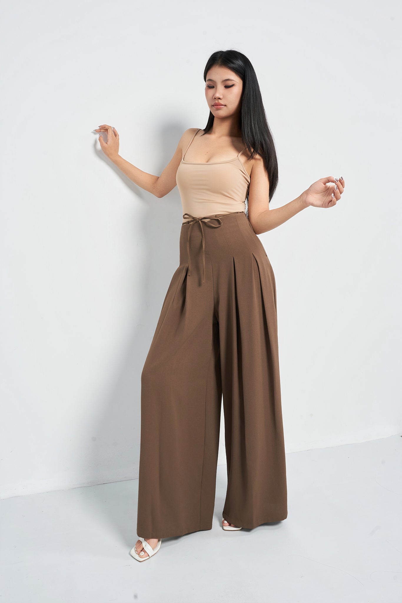 Cinched Drawstring Wide Leg Pants - Coco