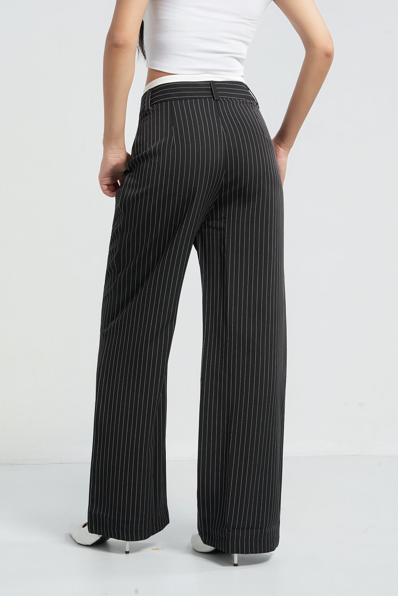 Striped Boxer Wide Leg Trousers - Maroon