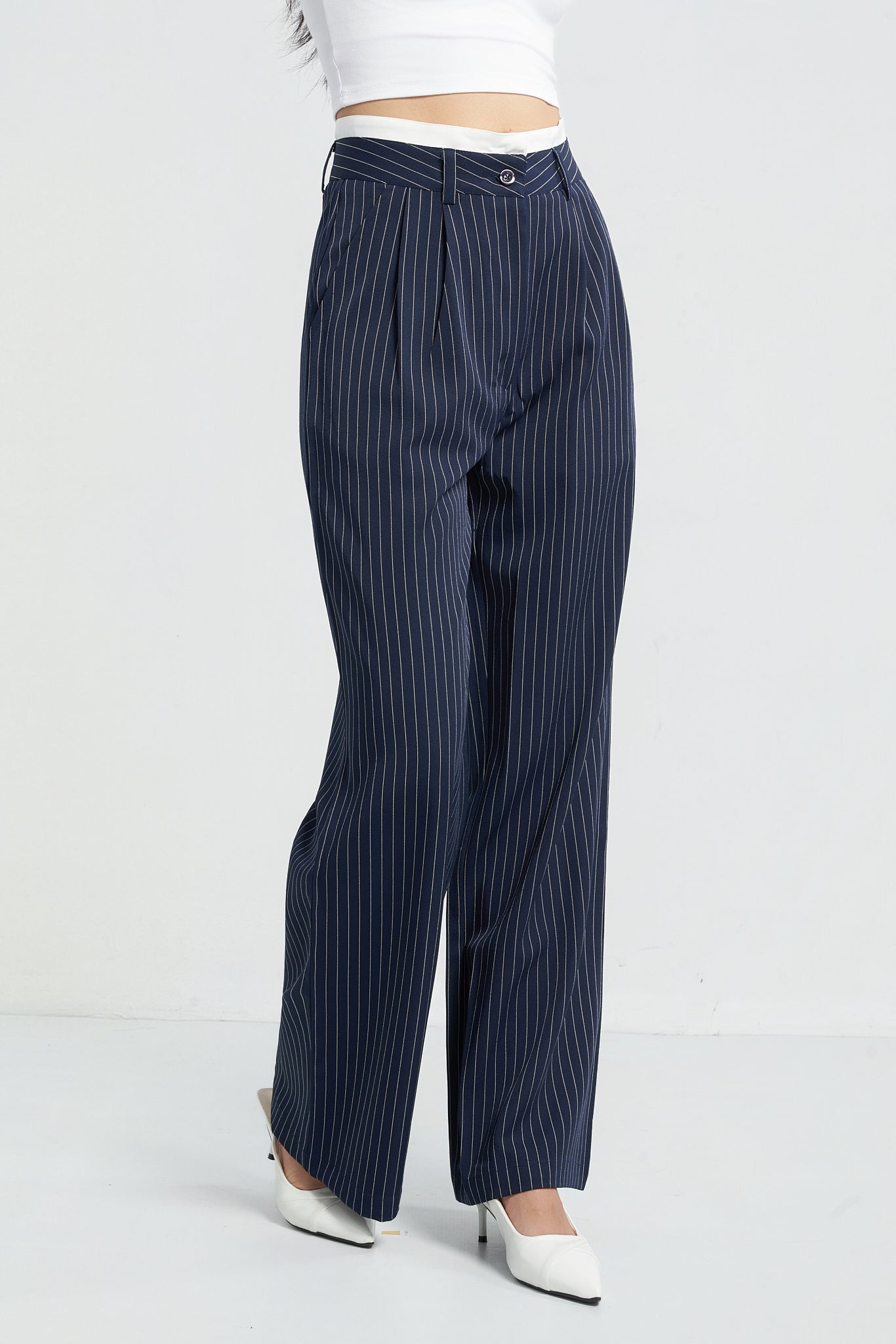 Striped Boxer Wide Leg Trousers - Maroon