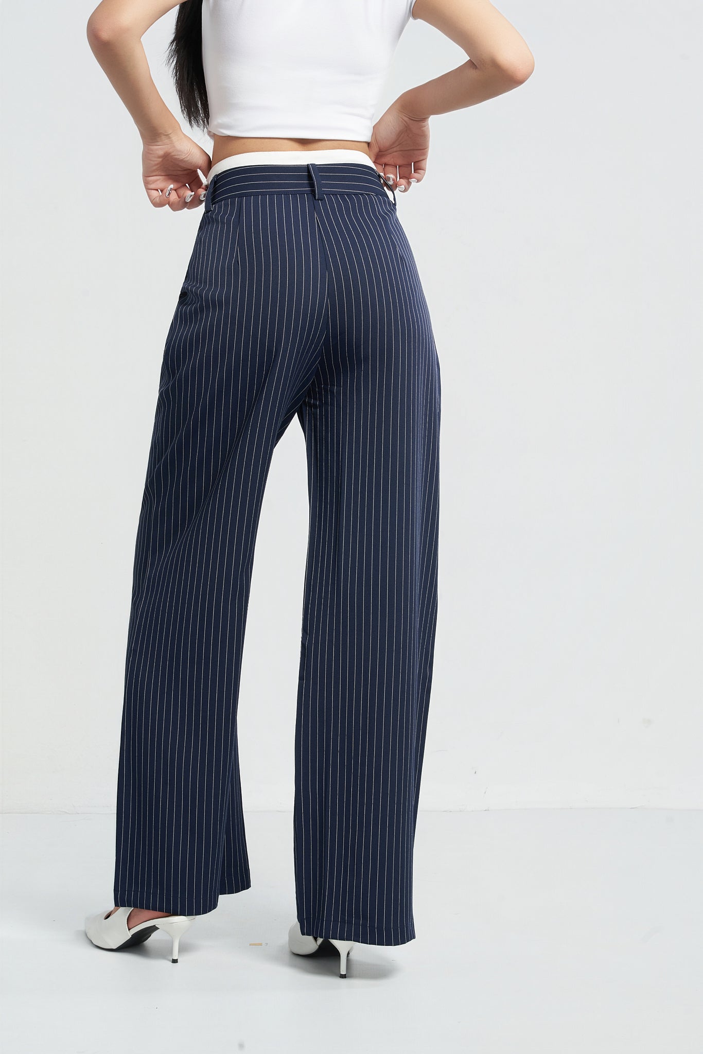 Striped Boxer Wide Leg Trousers - Maroon