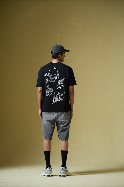 Laugh Now Black Oversized T-Shirt