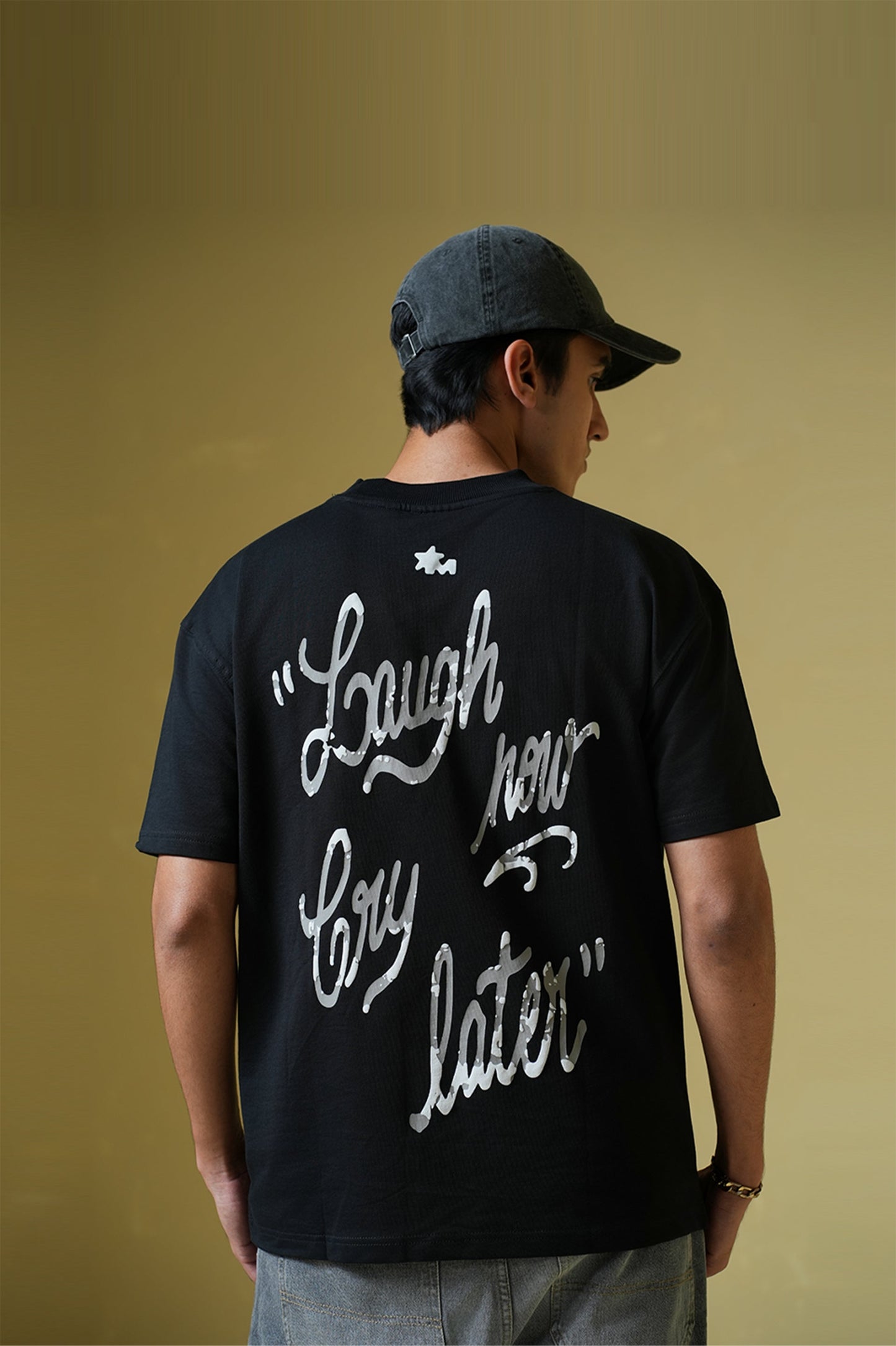 Laugh Now Black Oversized T-Shirt