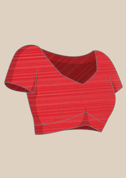 Red Striped Chiffon Saree