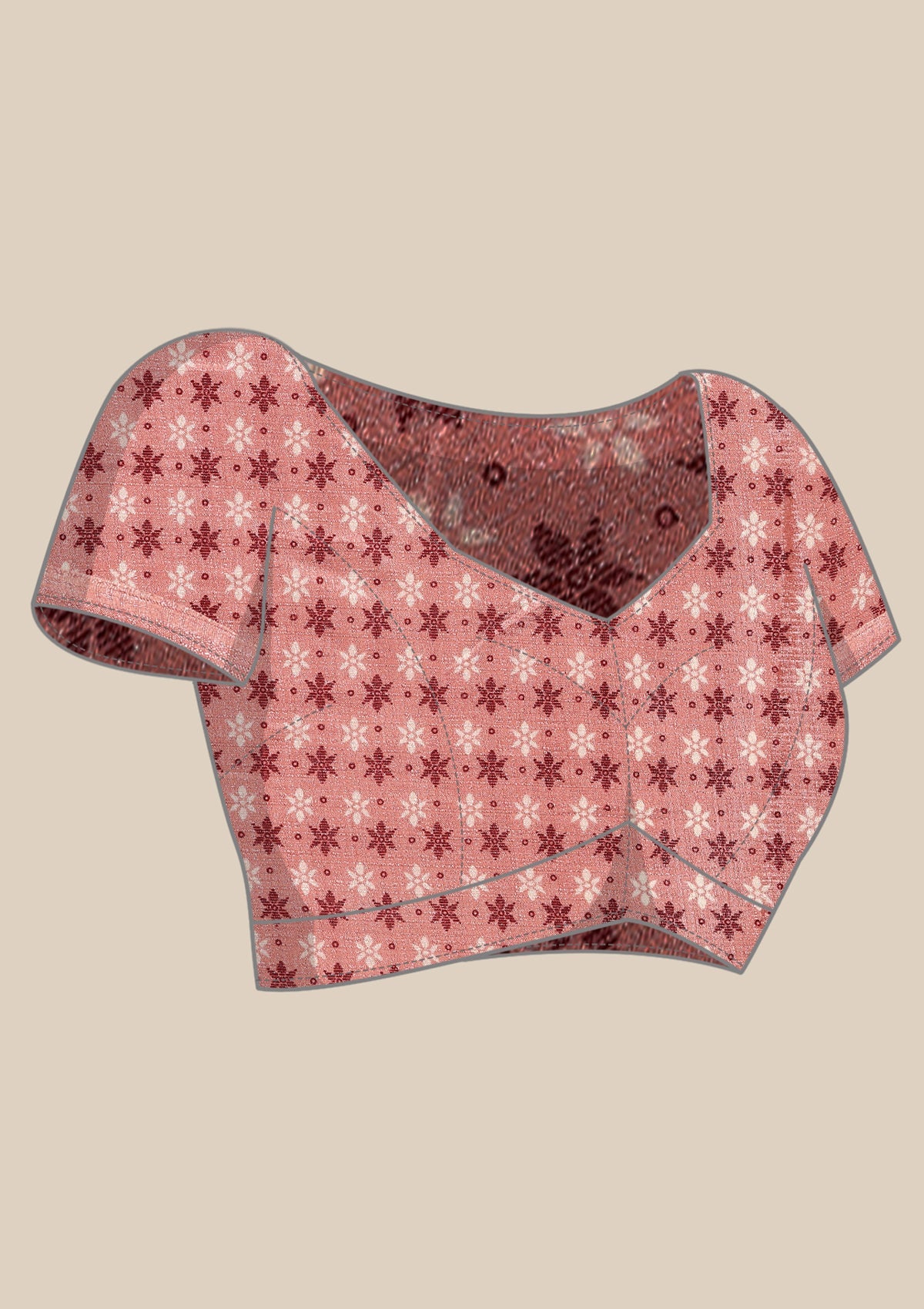 Dusty Pink Butti Printed Art Tussar Matka Silk Saree