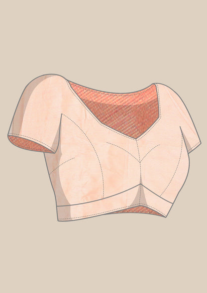 Pastel Pink Traditional Temple Pattern Tussar Saree