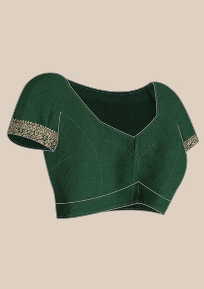 Dark Green Traditional Woven Tussar Saree