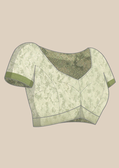 Dusty Green Floral Printed Georgette Saree