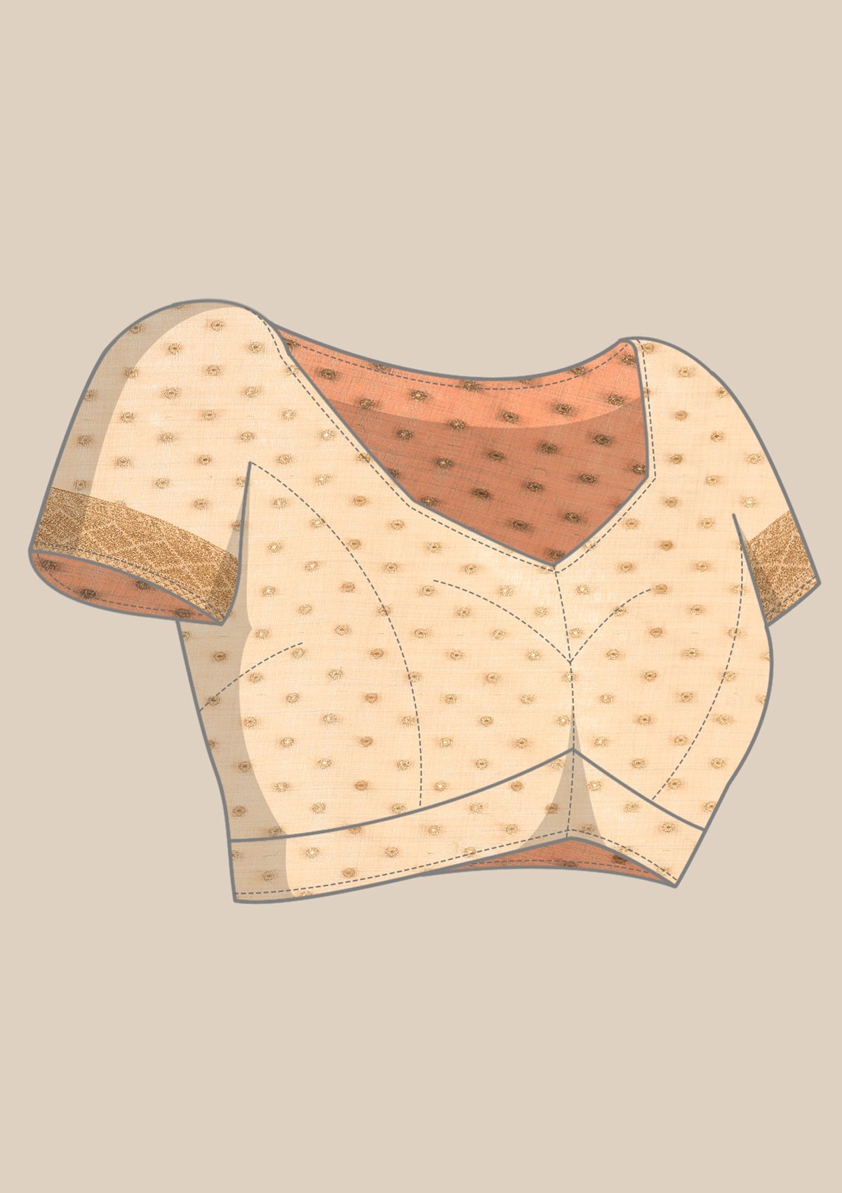 Cream Traditional Zari Butta Woven Tussar Saree