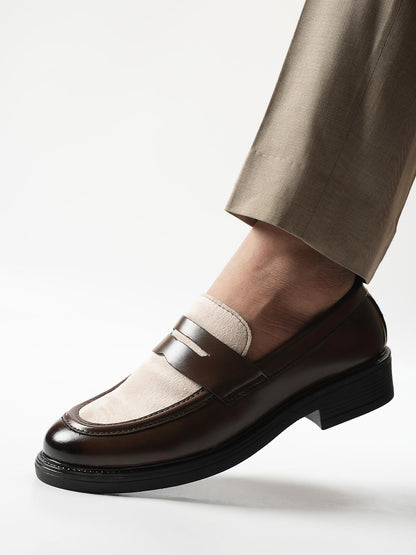 Monkstory Cosmopolitan Contrast Penny Loafers - Brown|Beige