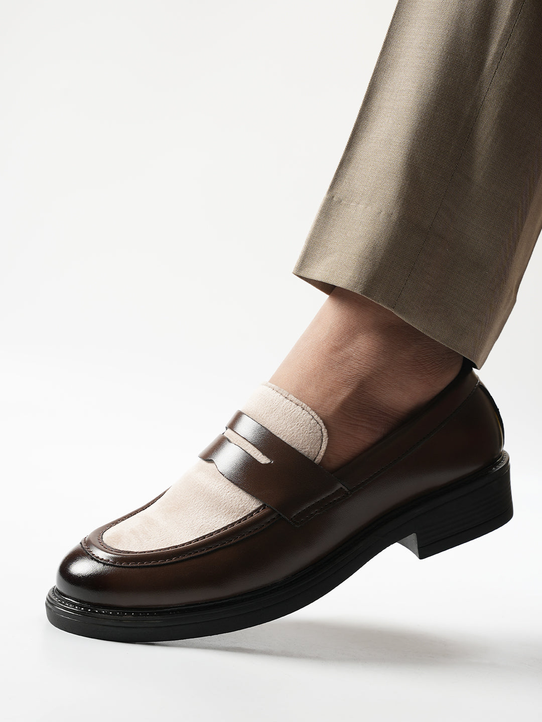 Monkstory Cosmopolitan Contrast Penny Loafers - Brown|Beige