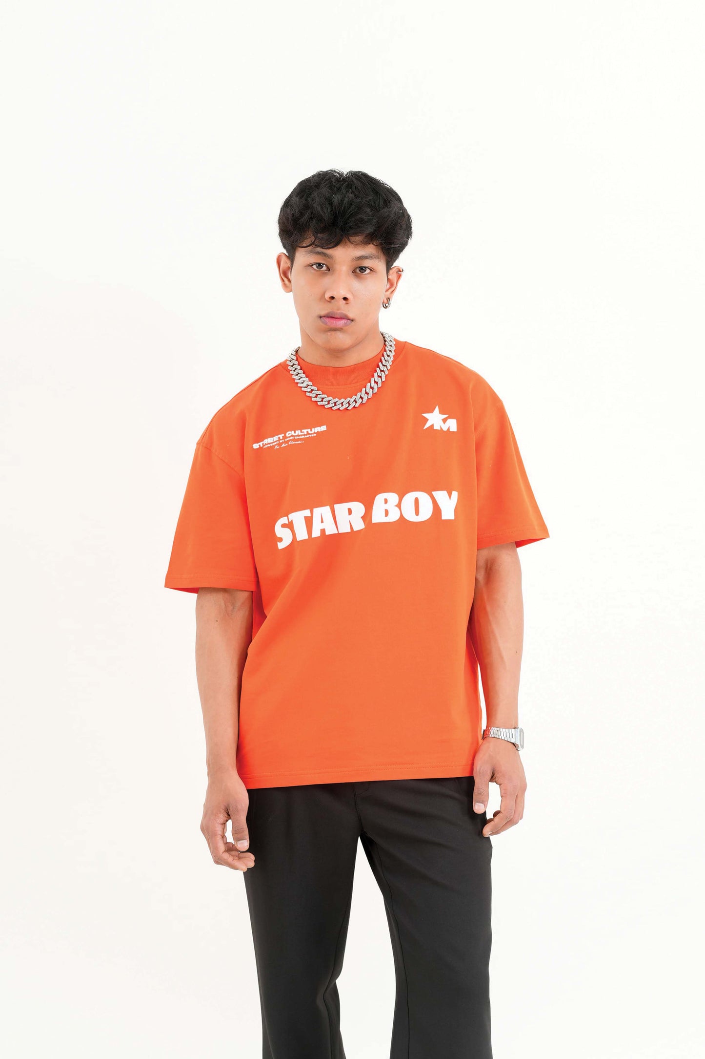 Star Boy Orange Oversized T-Shirt