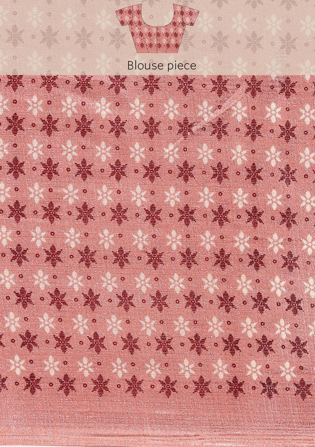 Dusty Pink Butti Printed Art Tussar Matka Silk Saree