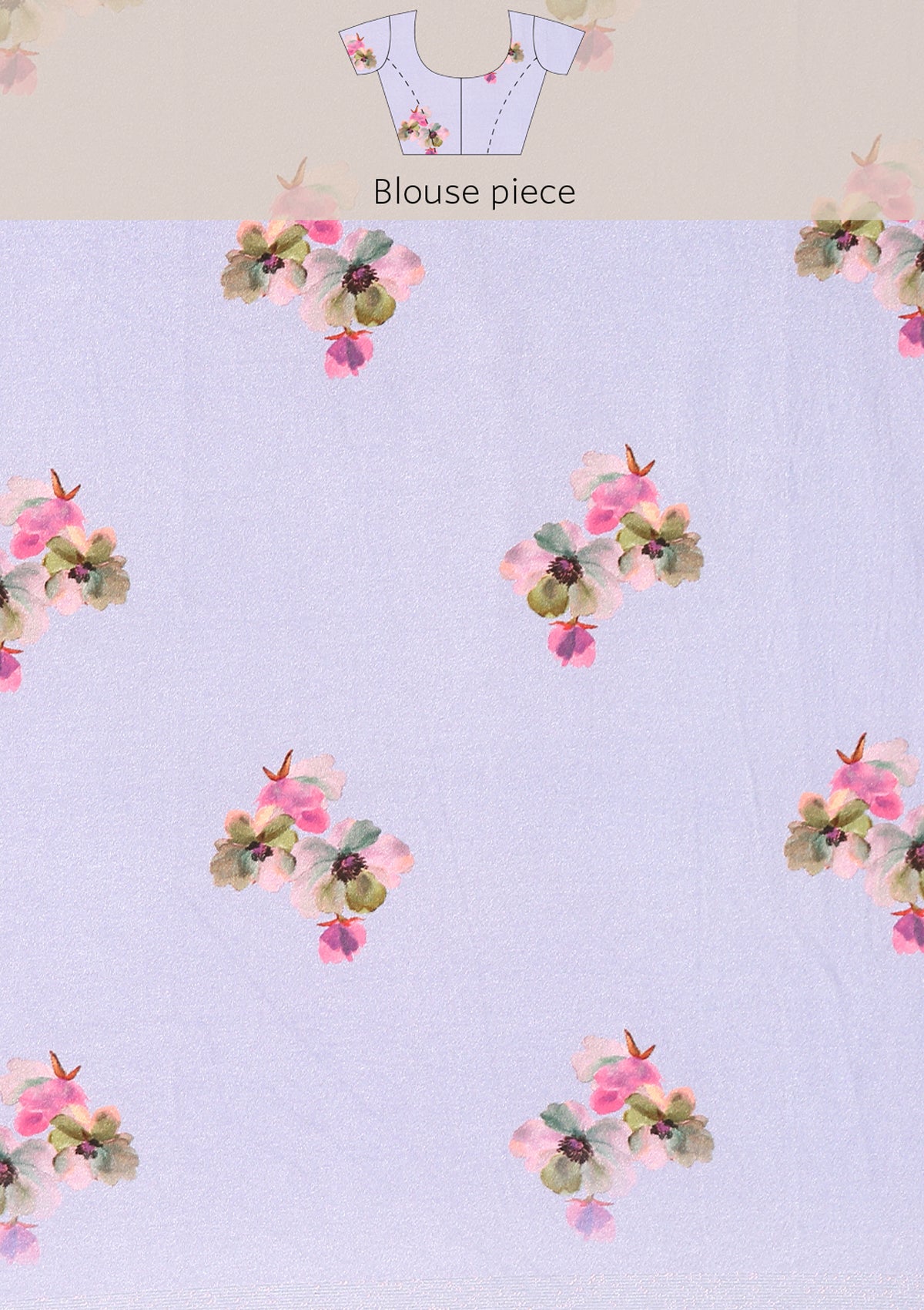 Violet Watercolor Floral Digital Printed Satin Saree