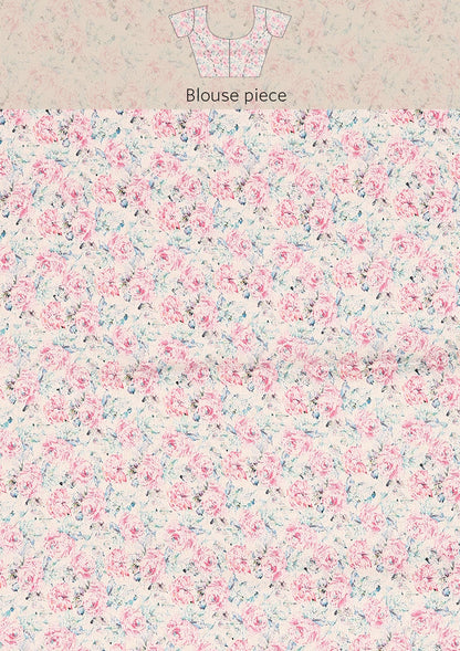 Lavender A/O Floral Printed Satin Saree