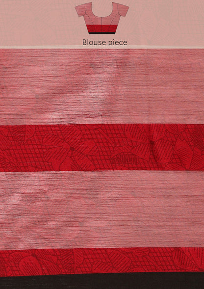 Black Abstract Floral Printed Chiffon Saree