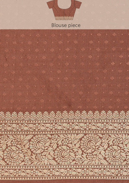Mocha Mousse Traditional Pattern Woven Tussar Saree