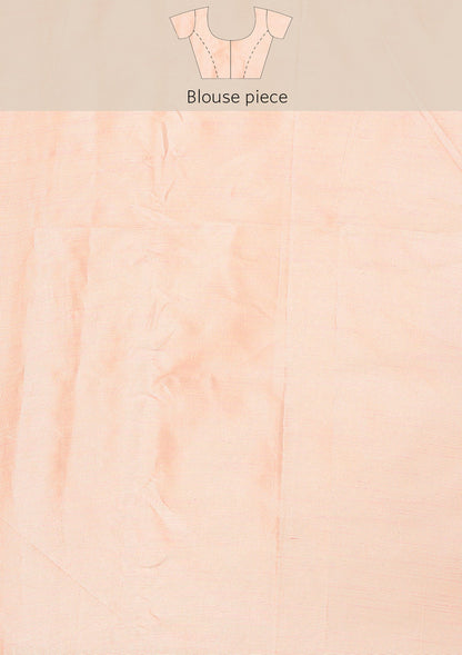 Pastel Pink Traditional Temple Pattern Tussar Saree