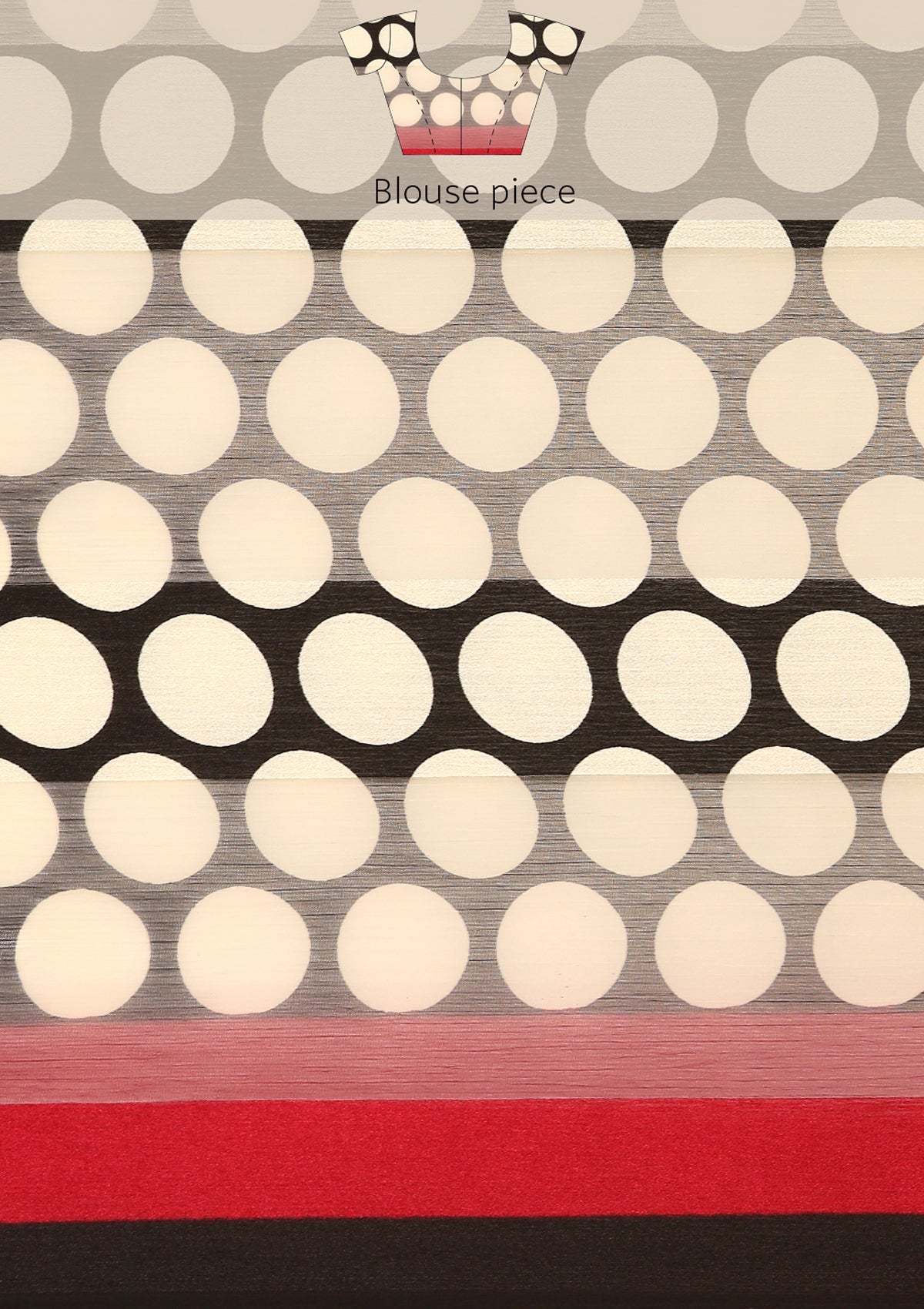 Black And Cream Polkadots Printed Chiffon Saree