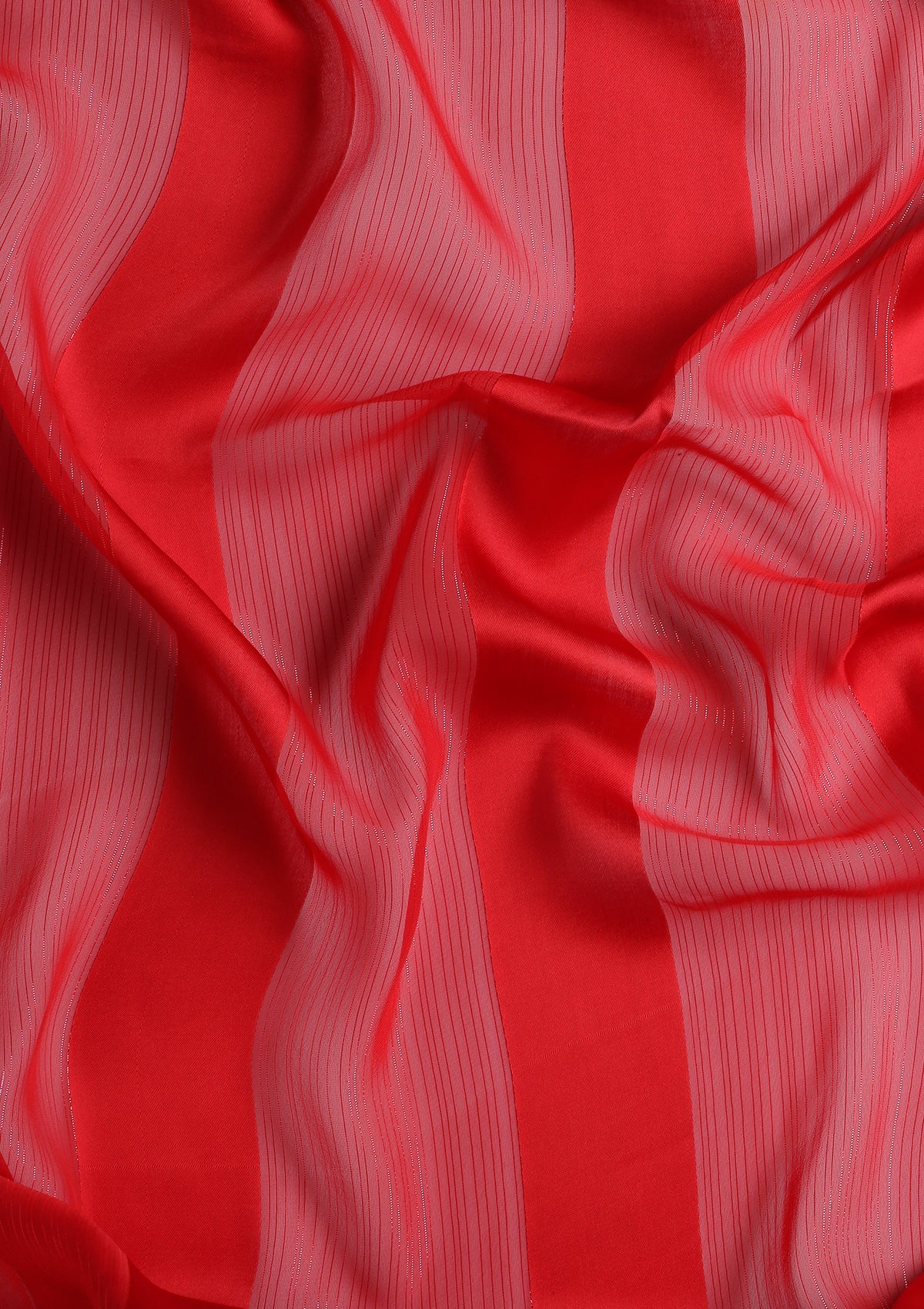 Red Striped Chiffon Saree