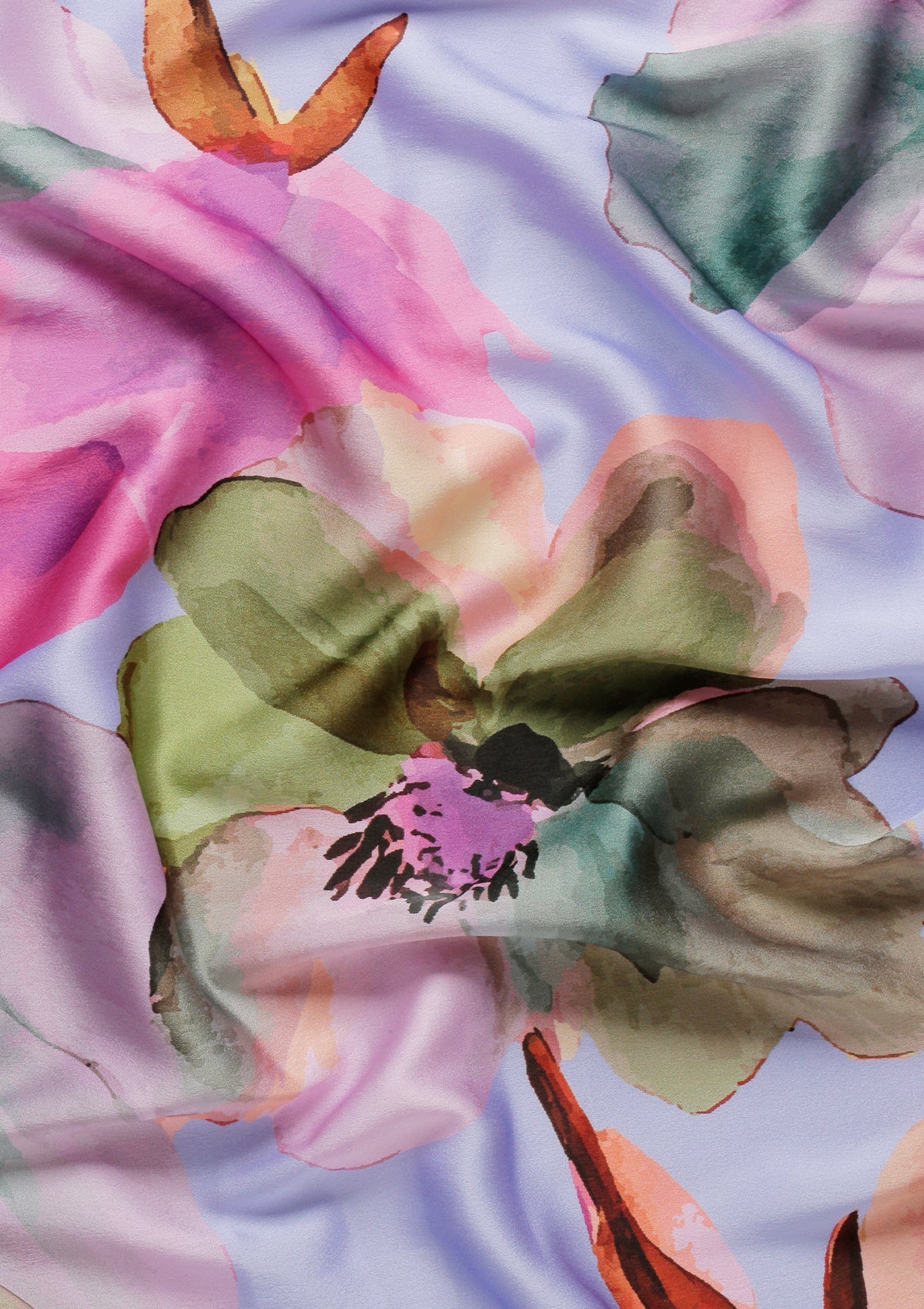 Violet Watercolor Floral Digital Printed Satin Saree