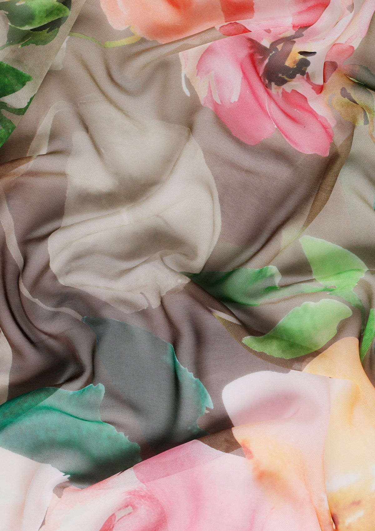 Grey Multicolor Floral Digital Printed Georgette Saree