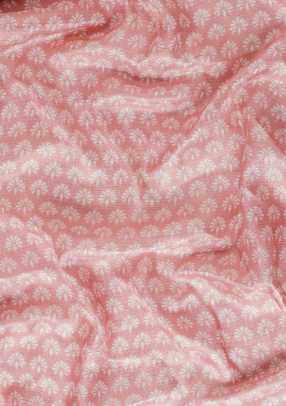 Dusty Pink Butti Printed Art Tussar Matka Silk Saree