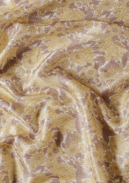 Copper A/O Floral Printed Art Tussar Matka Silk Saree