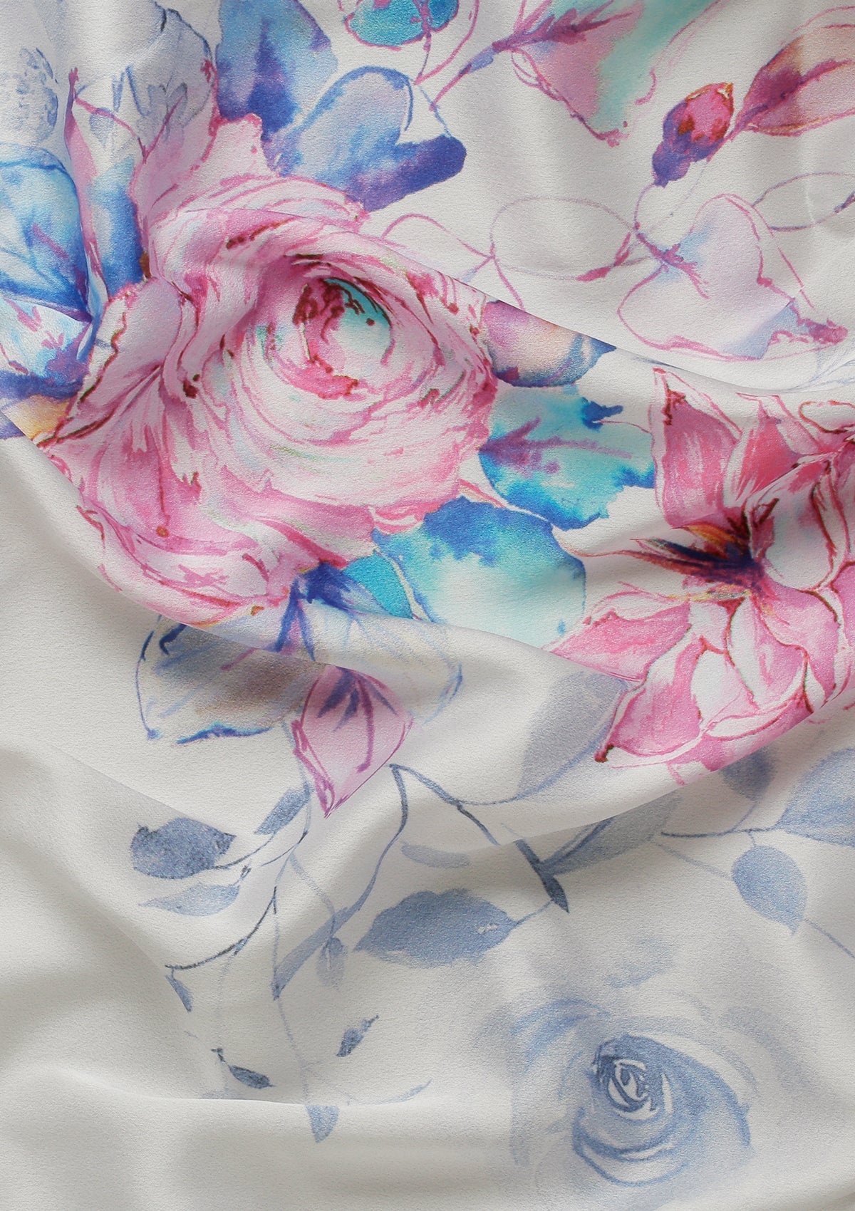 Lavender A/O Floral Printed Satin Saree