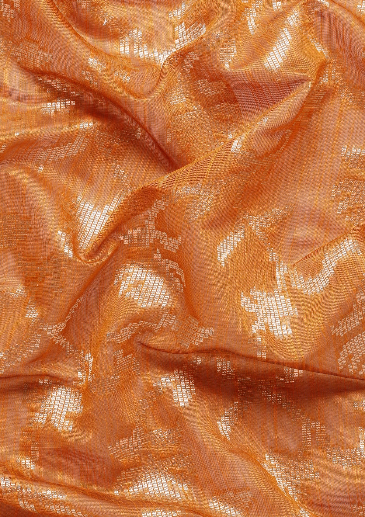 Rust Jaal Woven Tussar Saree