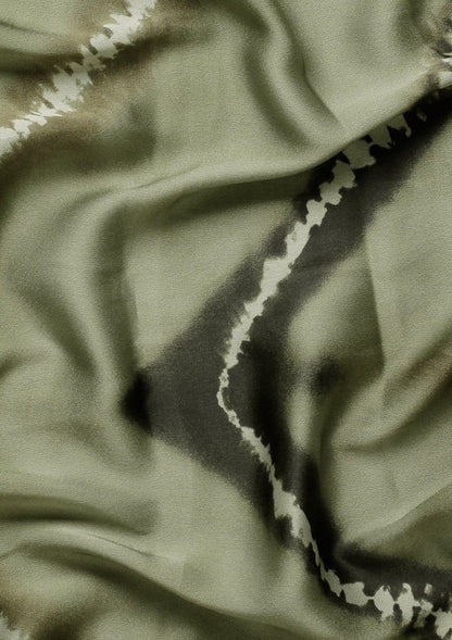 Sage Green Zigzag Leheriya Printed Satin Saree