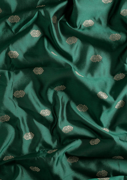 Dark Green Traditional Woven Tussar Saree