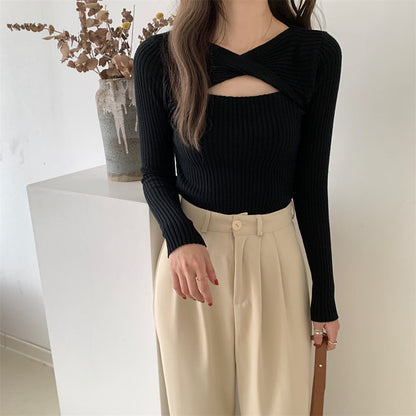 Black Flat Wrap Cut Out Top