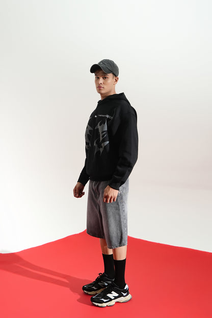BLACK AURA OVERSIZED HOODIE