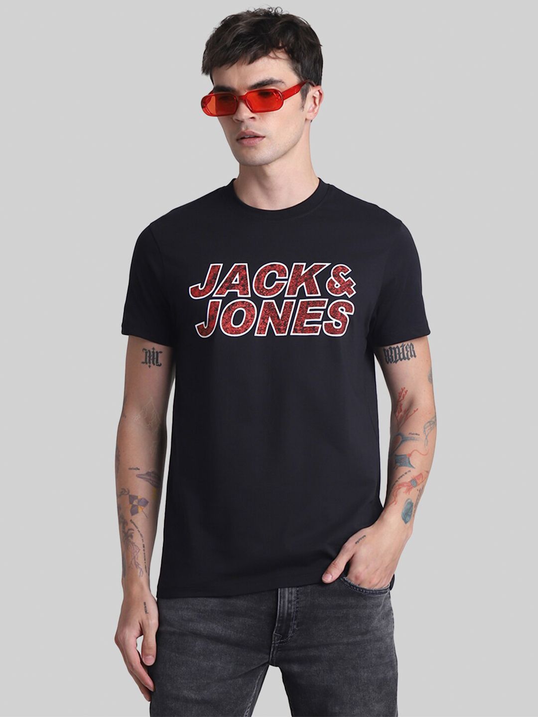 Typography Printed Round Neck Pure Cotton Slim Fit T-shirt