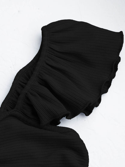 MWB Solid Twist Ruffle Crop Top