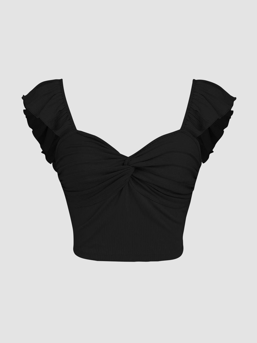 MWB Solid Twist Ruffle Crop Top