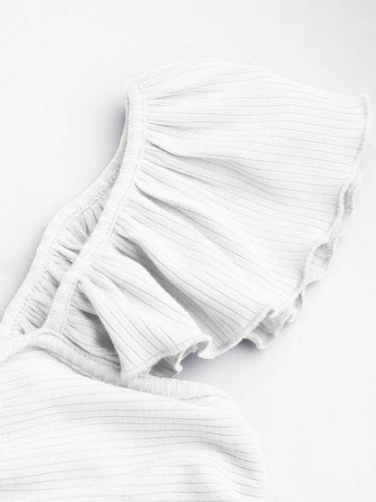 MWB Solid Twist Ruffle Crop Top