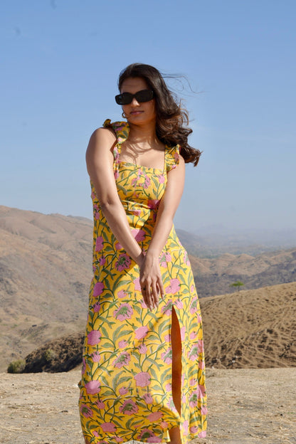 Midi Slit Dress (Yellow)