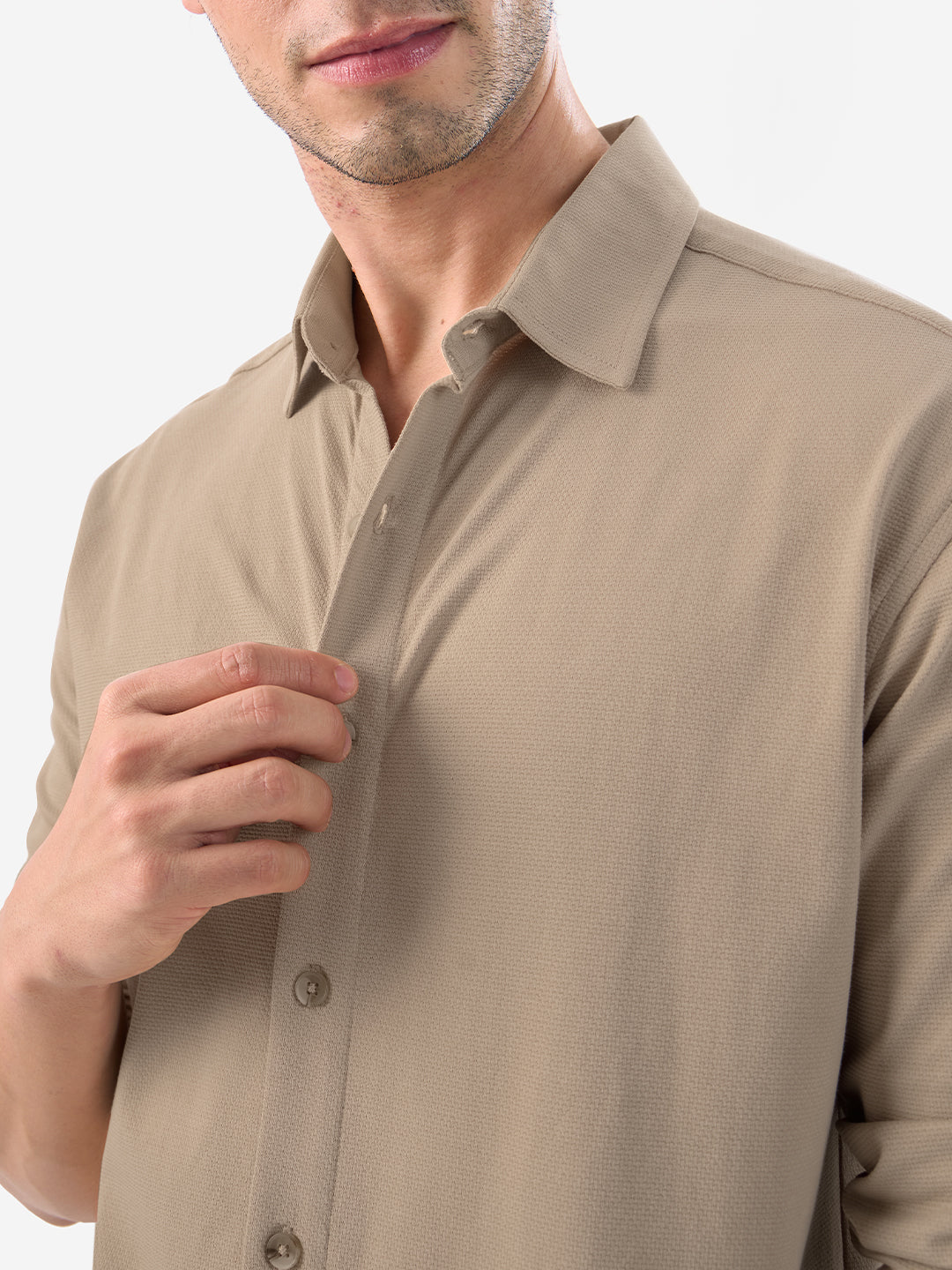 Textured Shirt: Mudbrown