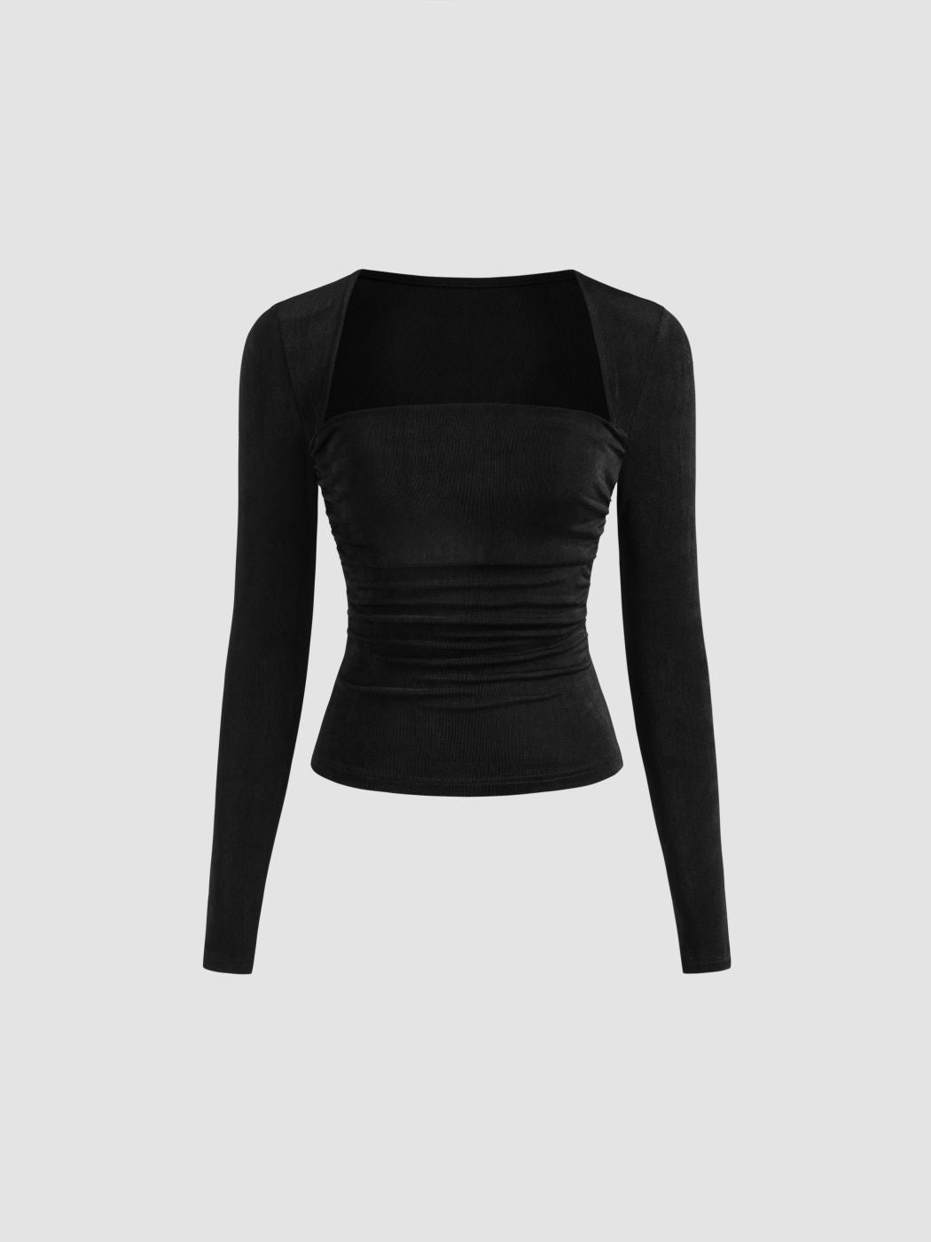 MWB Square Neck Ruched Long Sleeve Top