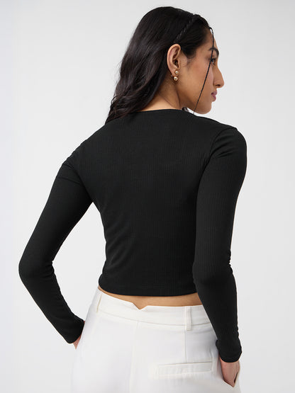 Ribbed Top: Rich Black