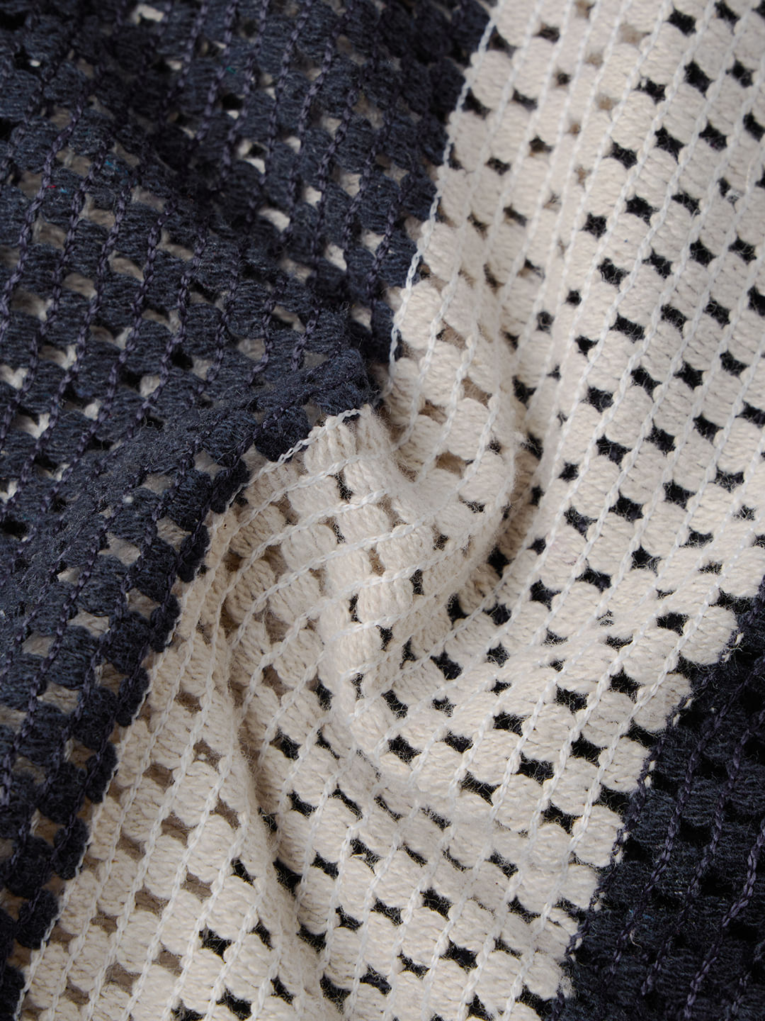 Open-Knit Shirt: Navy Stripes