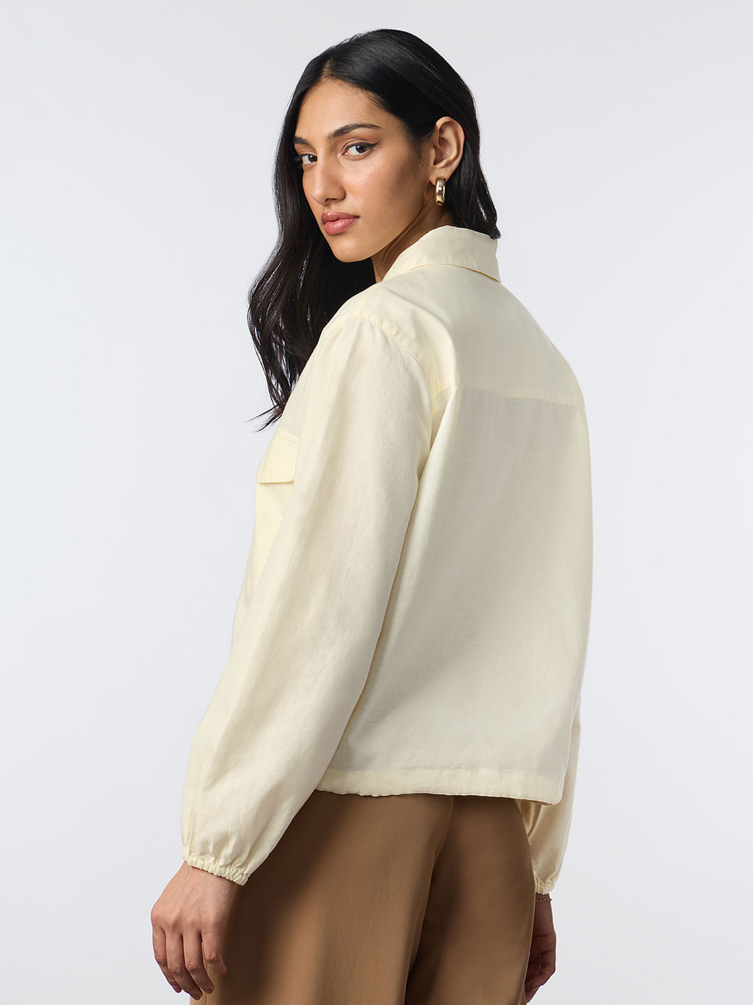 Cotton Linen Shacket: Off-White