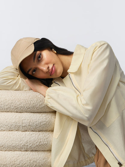 Cotton Linen Shacket: Off-White