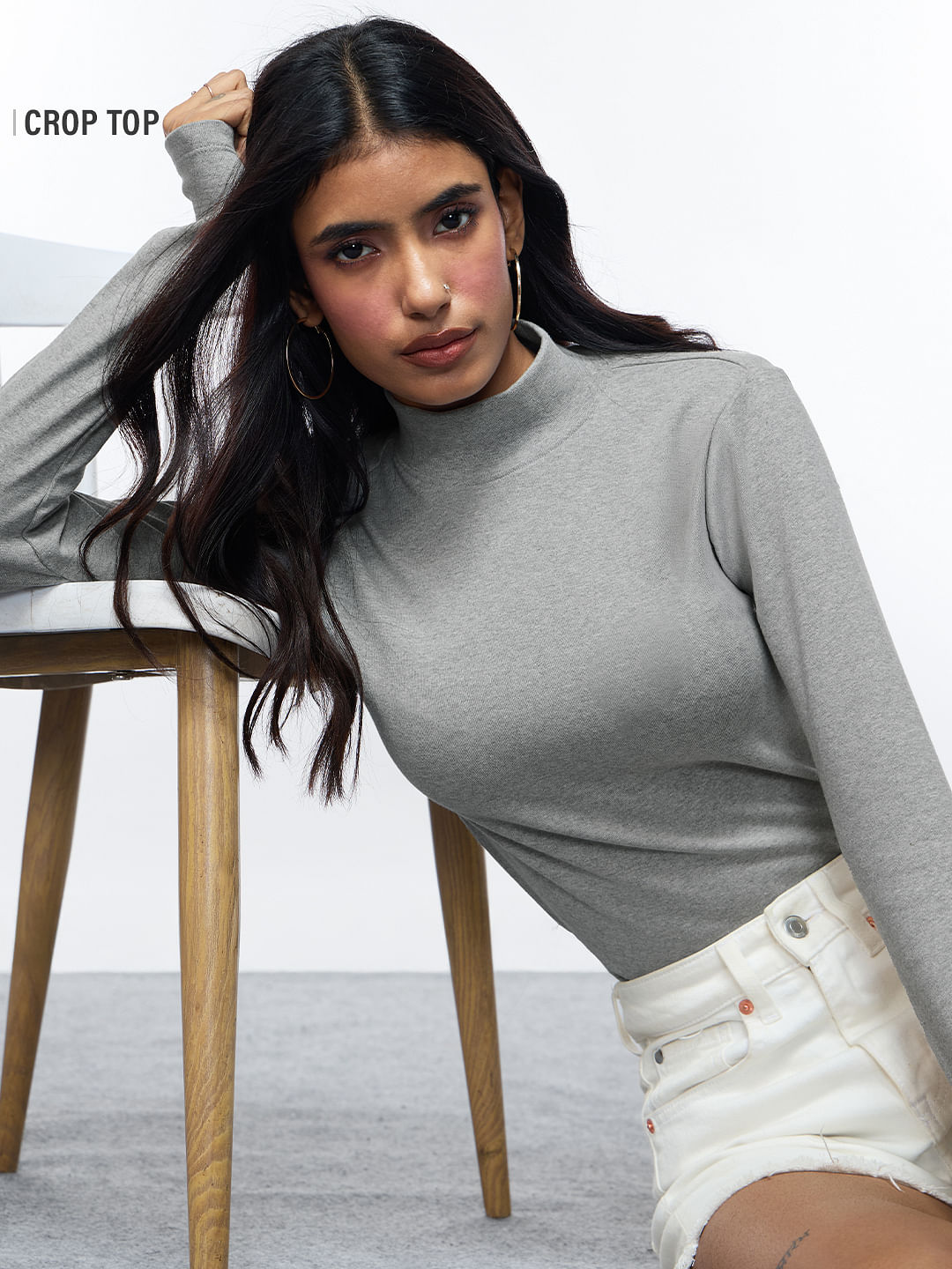 Ribbed Top: Grey Melange